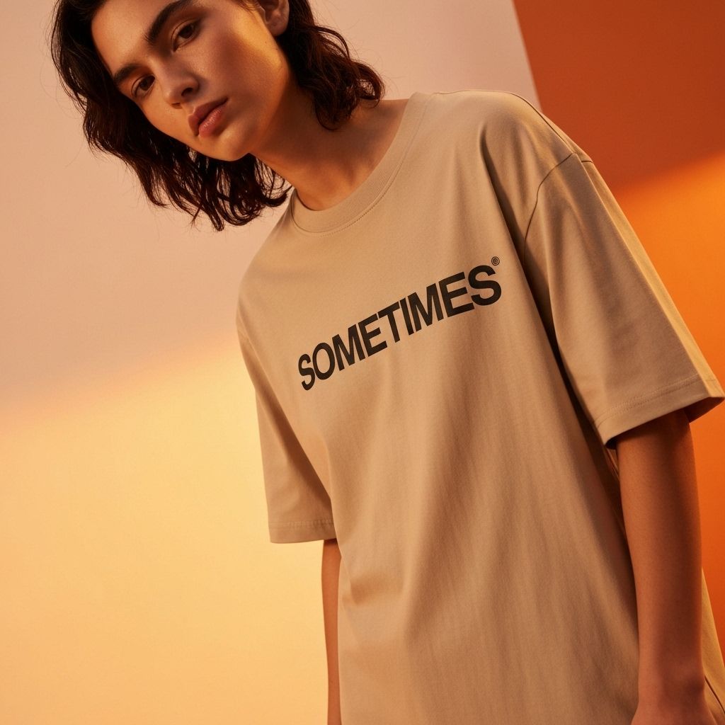 Camiseta Oversized Bege SOMETIMES