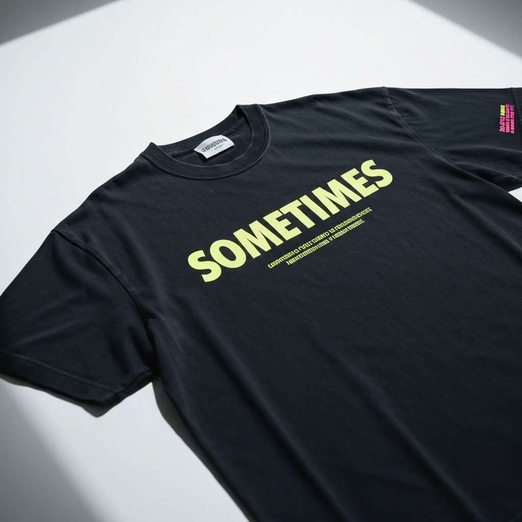 Camiseta Preta Estampada SOMETIMES